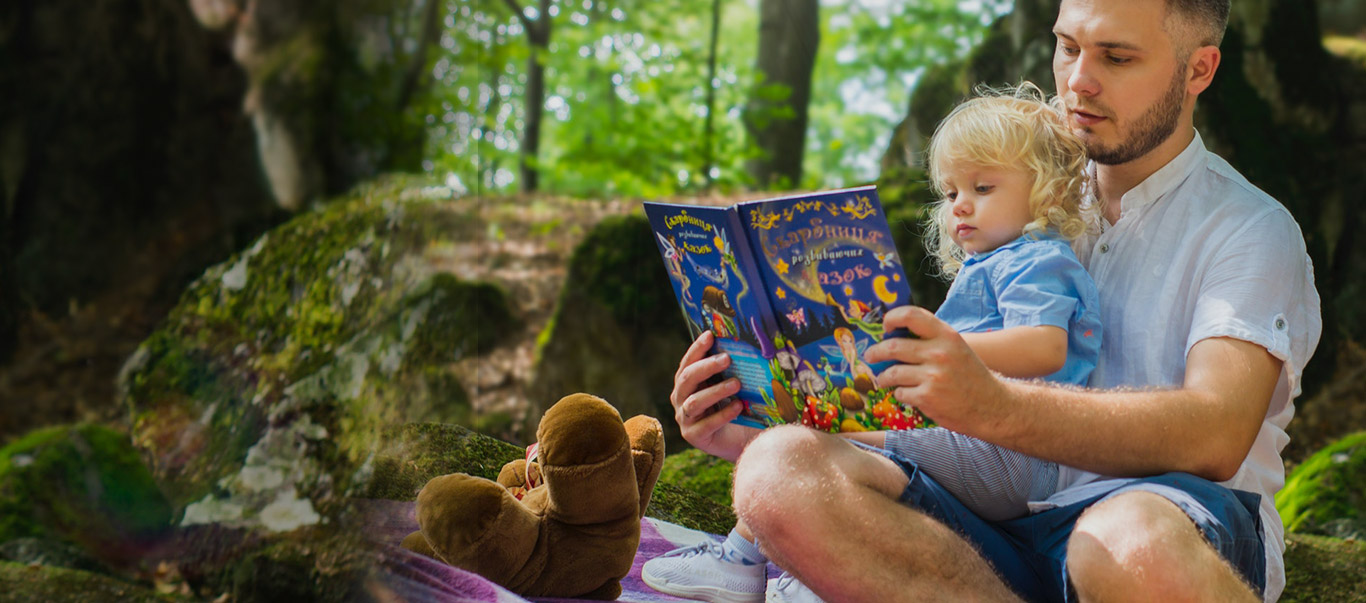 enjoying reading with daughter